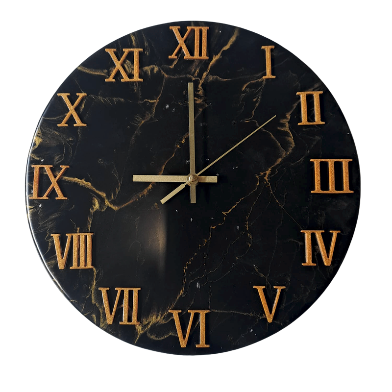 Designer Wanduhr Epoxidharz - Marmoroptik handgefertigt in Graz I Holz & Harz