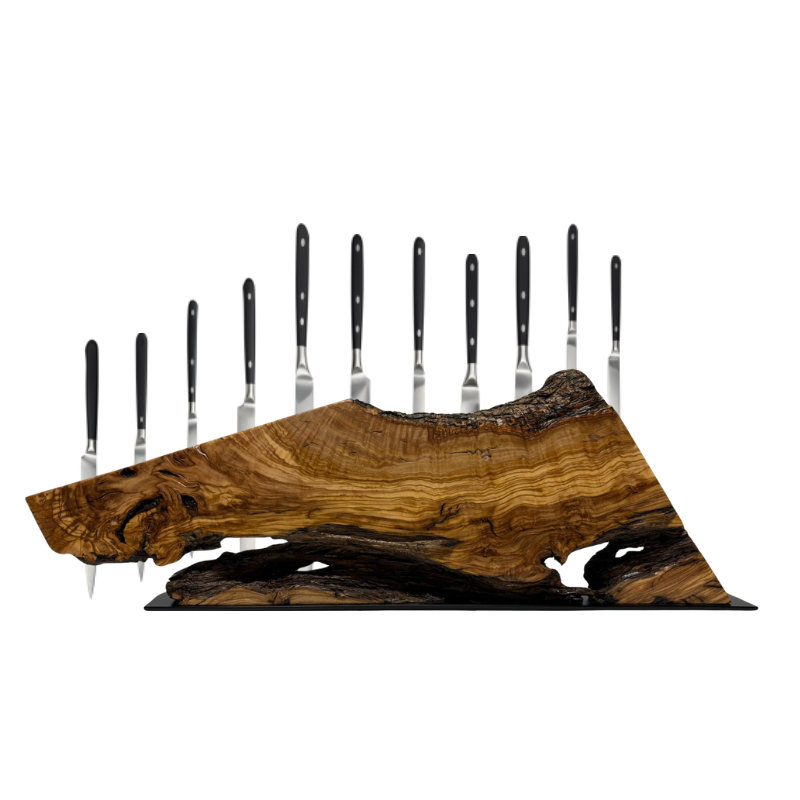 Epoxidharz Olivenholz Messerblock für 11 Messer  - handgefertigt in Graz I Holz &  Harz 1