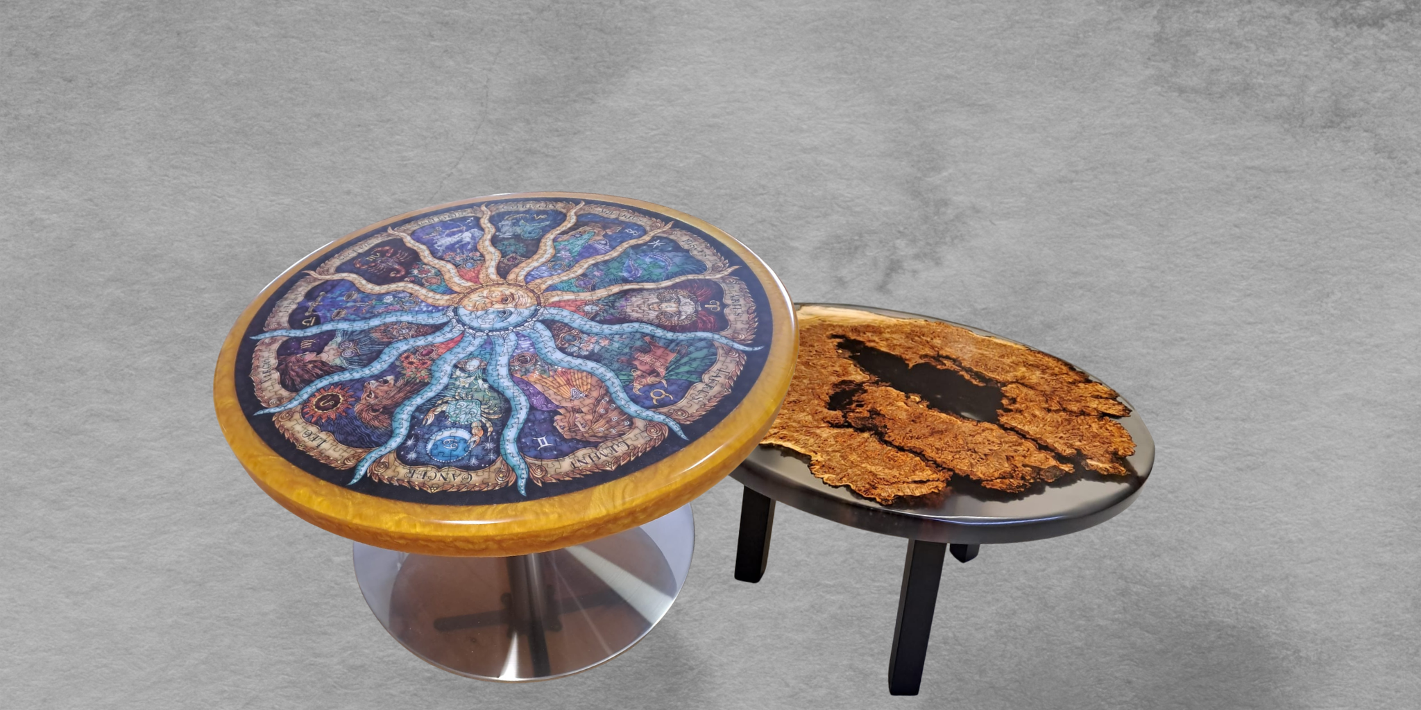 Header couchtische fertig massives Holz  mit Epoxidharz I Holz & Harz