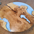 Epoxidharztisch Couchtisch  Maserpappel River Table - handgefertigt in Graz I Holz &  Harz 3