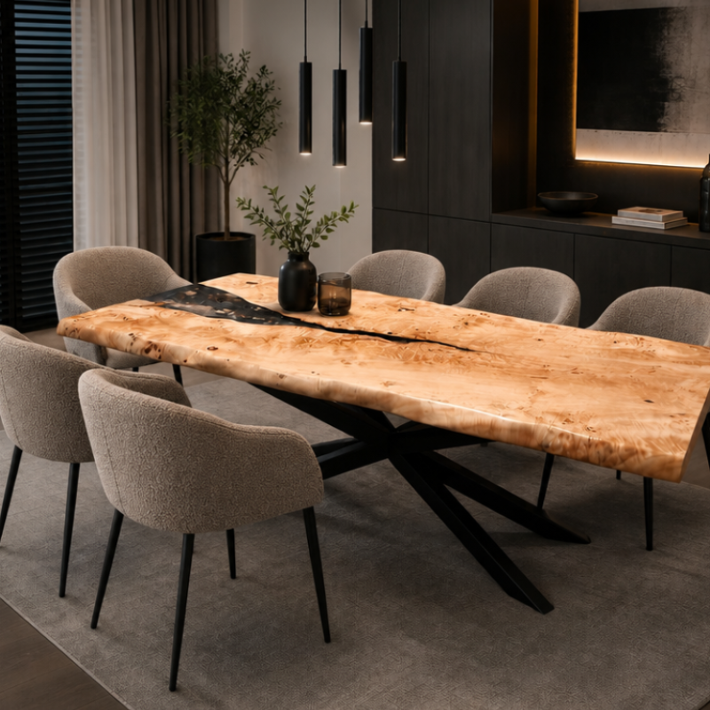 Epoxidharztisch Maserpappel River Table - handgefertigt in Graz I Holz & Harz 1