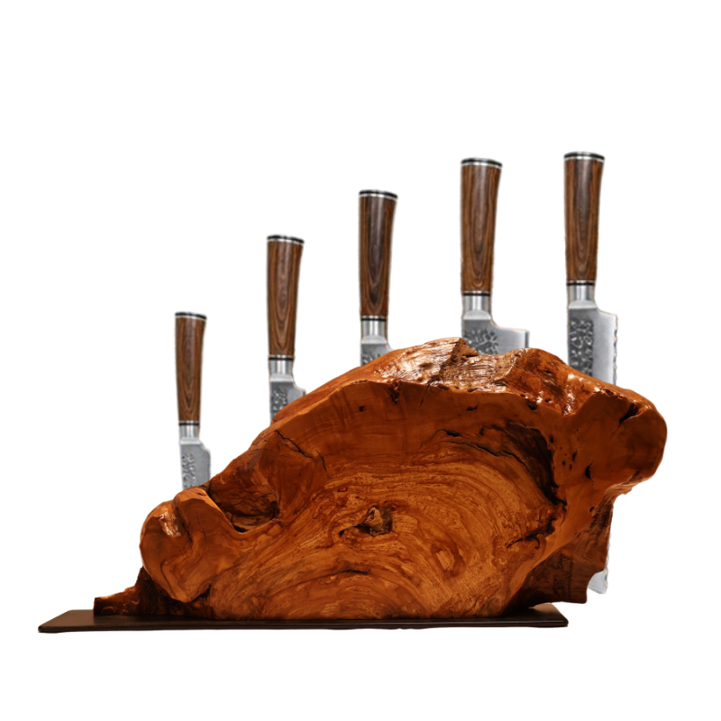 Epoxidharz Olivenholz Messerblock für 5 Messer  - handgefertigt in Graz I Holz &  Harz 