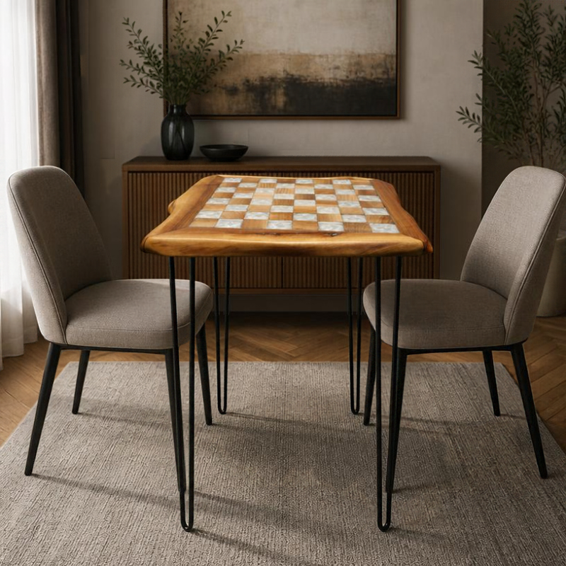 Epoxidharztisch Couchtisch  Schachbrettdesign River Table - handgefertigt in Graz I Holz &  Harz 