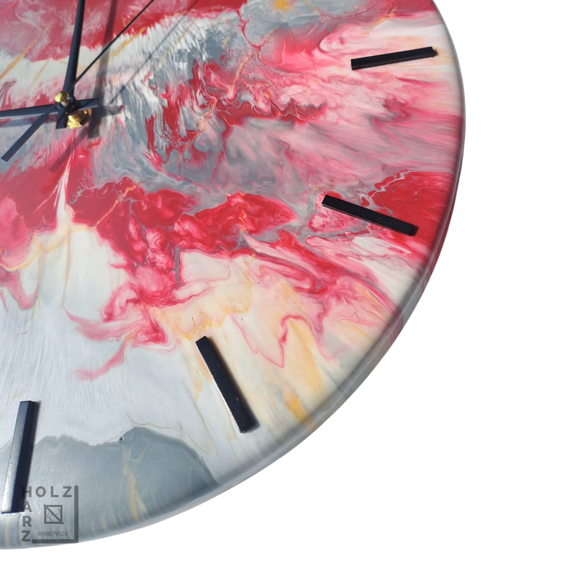 Designer Wanduhr Epoxidharz - Marmoroptik handgefertigt in Graz I Holz &  Harz
