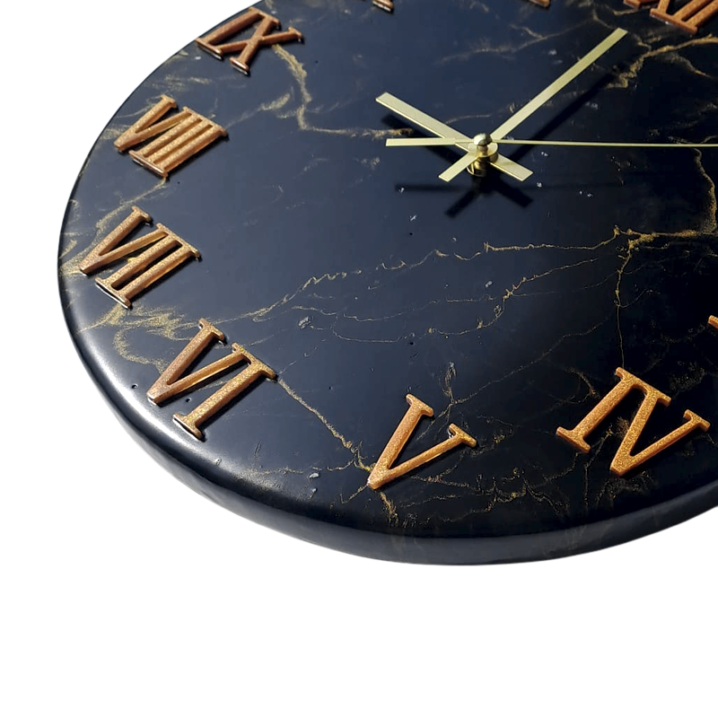 Designer Wanduhr Epoxidharz - Marmoroptik handgefertigt in Graz I Holz &  Harz